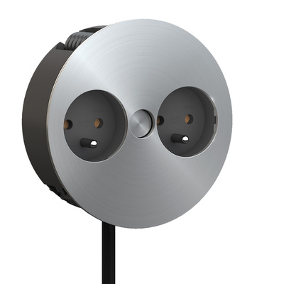 TWIST 2xUTE 230V, 2m kábel 1.5mm², vidlica CEE7/7, nerezová farba