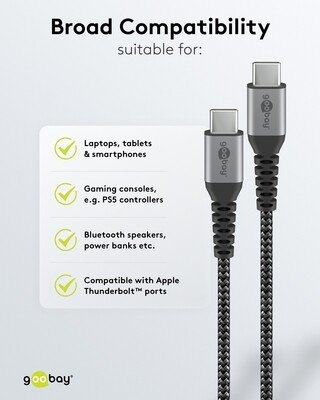 Kábel USB 2.0 Typ C CM/CM 2m, High Speed, Power Delivery 60w 20V3A, čierny/sivý