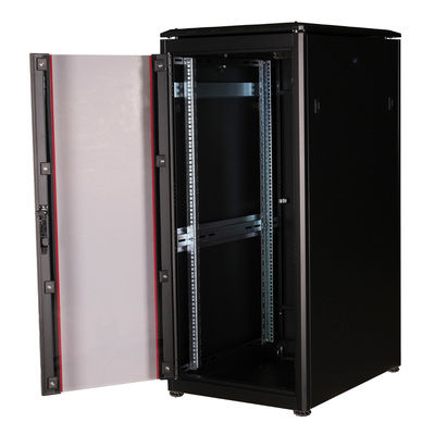 19" Rack na podlahu 26U, 1342x600x800mm (HxWxD), PRO, sklenené dvere, čierny