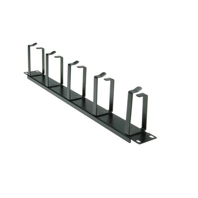 19" Panel vyväzovací, organizér, 5x oko (Typ G), 1U, oceľ, čierny
