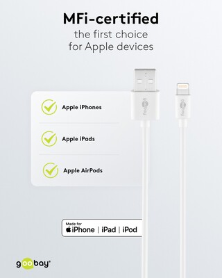 Kábel USB "Lightning" pre Apple, 1m, High Speed, biely s MFI cert.