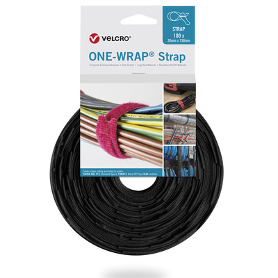 Zväzovacie lanko, suchý zips, 150x20mm, 100ks/bal, čierne, VELCRO® ONE-WRAP®