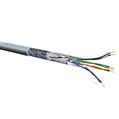 S/FTP lanko PVC 100m cat.5e, AWG26, 100Mhz, 1000Base-T, sivý, meď