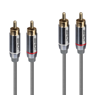 Kábel Cinch 2x audio M/M 5m, sivý, pozl. konektor, Slim, Cromo Line