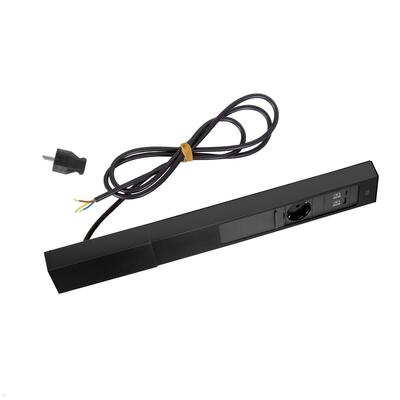 CASIA2 3xUTE 230V, USB nabíjačka, 2m kábel 1.5mm², vidlica CEE7/7, Hliník, čierna
