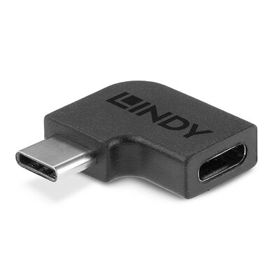 Adaptér USB 3.2 Gen 2x2, Typ C, C-C M/F, 20Gbps, zahnutý doprava/doľava 90°, čierny