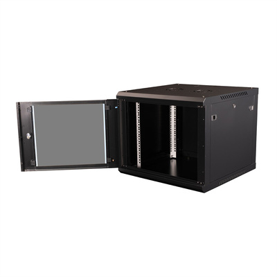 19" Rack na stenu 9U, čierny, 512x600x600 mm (HxWxD), odnímateľné bočnice