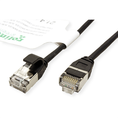 U/FTP Patchkábel LSOH TPE 1.5m cat.6a, čierny, slim, Cu, Flex Cable, Roline Green, Eco obal