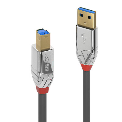 Kábel USB 3.2 Gen 1, A-B M/M 3m, 5Gbps, sivý, Cromo Line, pozl. konektor