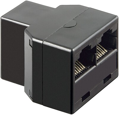 Adaptér telefónny RJ45 F/2xF čierny, 10ks/bal