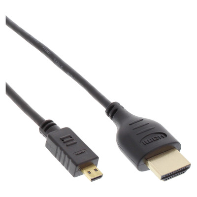 Kábel HDMI/HDMI micro M/M 0.3m, High Speed+Eth, 4K@60Hz, HDMI 2.0, G, čierny, Slim