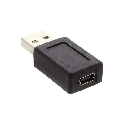 Adaptér USB 2.0, A-Mini-B 5pin M/F, 480Mbps, priamy, čierny
