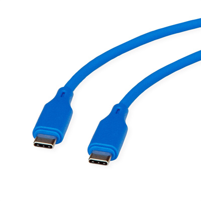 Kábel USB 2.0 Typ C CM/CM 1m, High Speed, PD 60w 20V3A, modrý, pozl. konektor, flexibilný