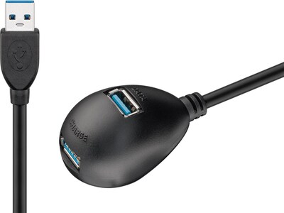 Kábel USB 3.2 Gen 1, A-A M/2xF 1.5m, 5Gbps, predlžovací, čierny, Y-kábel, ťažítko