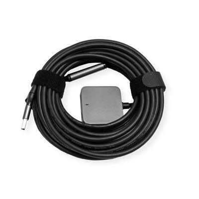 Kábel USB 3.2 Gen 1, A-A M/F 10m, 5Gbps, predlžovací, čierny, aktívny 4port HUB(2x USB A + 2x Typ C)