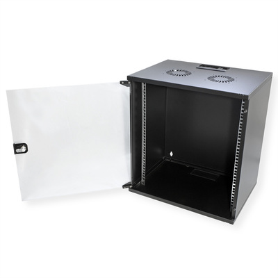 19" Rack na stenu 12U, čierny, 595x540x400 mm (HxWxD), RAL 9005, BASIC