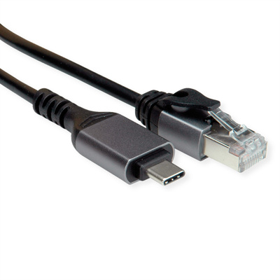 Kábel USB 3.1 Typ C na RJ45 (Gigabit Ethernet), 1m, čierny