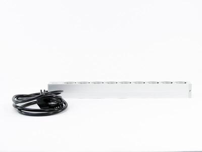 19" zásuv. lišta 9xSCHUKO, vidlica (CEE7/7), 16A, 3600W, 2m, sivá