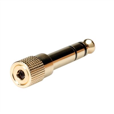 Adaptér 3.5mm stereo/6.35mm stereo F/M, Gold