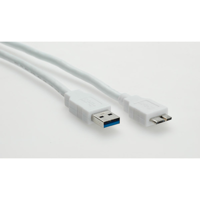 Kábel USB 3.0 A/MICRO-B M/M 3m, Super Speed, biely