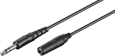 Kábel 6.35mm stereo jack M/F predlžovací 5m, čierny