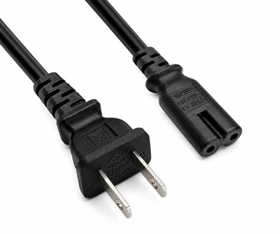 Kábel sieťový 230V, 2pin vidlica (NEMA 1-15P) US priama - C7 (2pin), 1.8m, 0.75mm², 2.5A, čierny