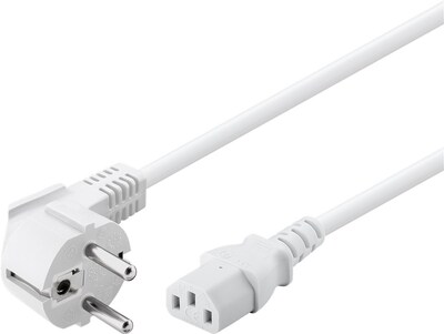 Kábel sieťový 230V, vidlica (CEE7/7) lomená - C13, 1.5m, 0.75mm², 10A, biely