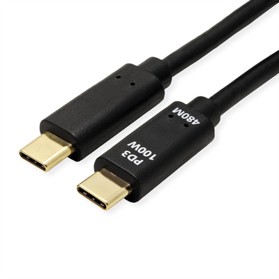 Kábel USB 2.0 Typ C CM/CM 1m, High Speed, Power Delivery 100w 20V5A, čierny