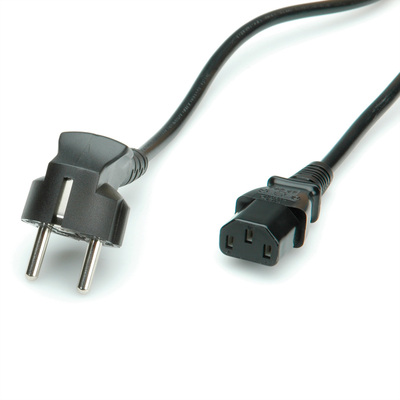 Kábel sieťový 230V, vidlica (CEE7/7) lomená - C13, 1.8m, 0.75mm², 10A, čierny
