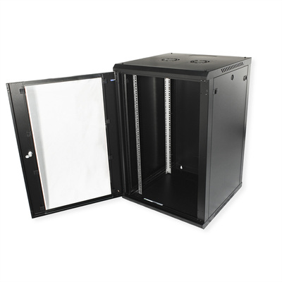 19" Rack na stenu 18U, čierny, 912x600x600mm (HxWxD), odnímateľné bočnice