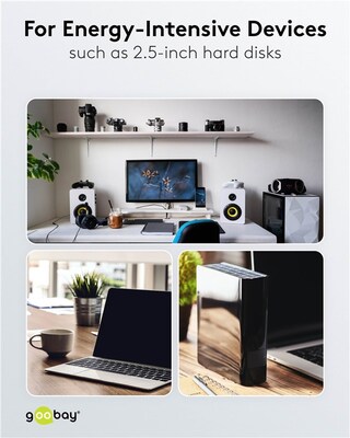 Kábel USB 3.2 Gen 1, A-A 2xM/F 0.3m, 5Gbps, predlžovací, čierny, Y-kábel, Extra napájanie