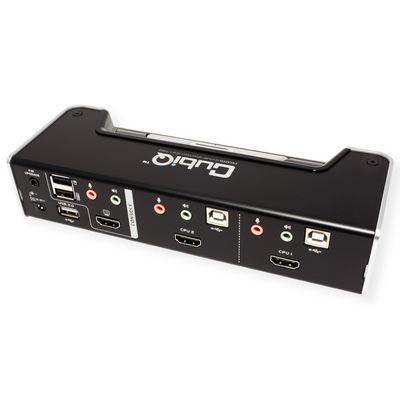 KVM switch/prepínač 2PC, HDMI, USB, audio, USB hub2.0
