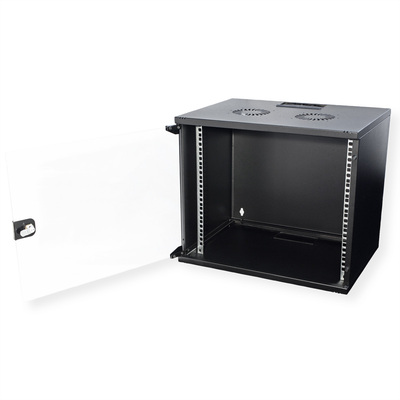 19" Rack na stenu 9U, čierny, 460x540x400 mm (HxWxD), RAL 9005, BASIC