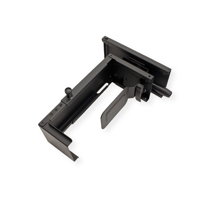 Držiak PC pod dosku stola, max 10kg pre PC široké 50-100mm, výška 200-358mm, otočný, čierny, MINI