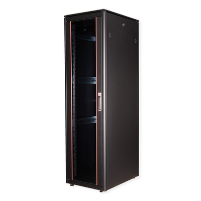 19" Rack na podlahu 47U, 2276x600x800mm (HxWxD), PRO, sklenené dvere, čierny