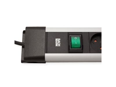 Predlžovačka CONNECTUS, 6xUTE 230V, vypínač, 2m kábel 1.5mm², hliník, čierna