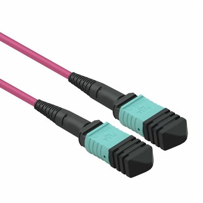 Fiber kábel MPO-MPO, 10m Duplex OM4(50/125µm), LSOH, 4.5mm, Trunk Cable, fialový