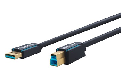 Kábel USB 3.2 Gen 1, A-B M/M 1.8m, 5Gbps, modrý, ClickTronic, pozl. konektor