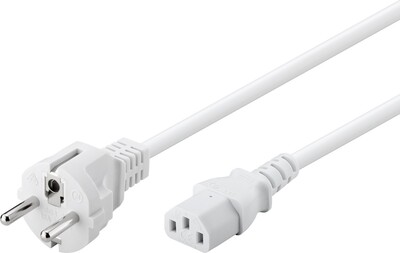 Kábel sieťový 230V, vidlica (CEE7/7) priama - C13, 1.5m, 0.75mm², 10A, biely