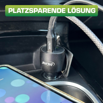 Nabíjačka USB do auta Power Delivery, 2xUSB C + QC USB A, max 5A 100W, čierna