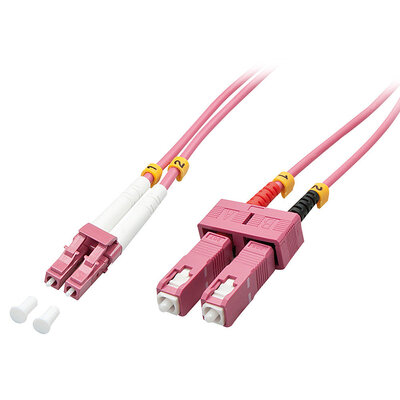 Fiber kábel LC-SC, 3m Duplex OM4(50/125µm), 2.8mm, fialový