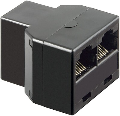 Adaptér telefónny RJ45 F/2xF čierny, 10ks/bal