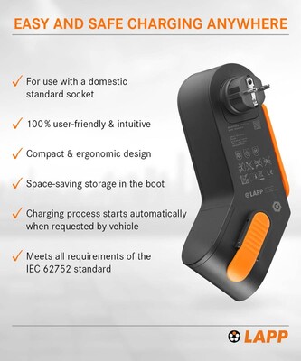 Nabíjačka LAPP do 230V pre elektomobily a hybridy, 2.3kW, 10A, čierna