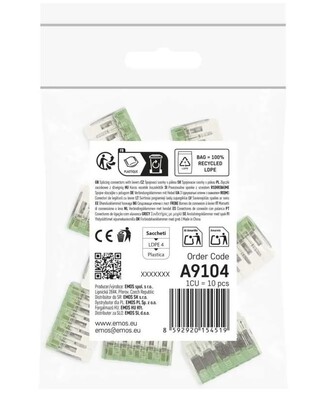 Spojka páčková, svorka bezskrutková, 5-pólová, 0.2-4.0mm², priehľadná, 10 ks/bal