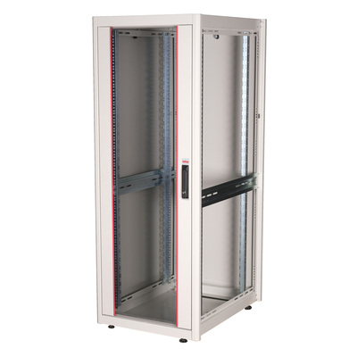 19" Rack na podlahu 32U, 1560x600x800mm (HxWxD), BASIC, sklenené dvere, sivý