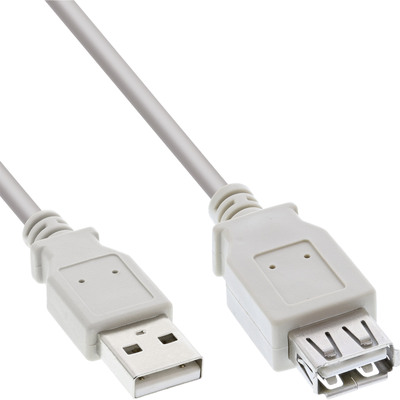 Kábel USB 2.0 A-A M/F 0.3m, High Speed, predlžovací, sivý