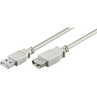 Kábel USB 2.0 A-A M/F 0.3m, High Speed, sivý