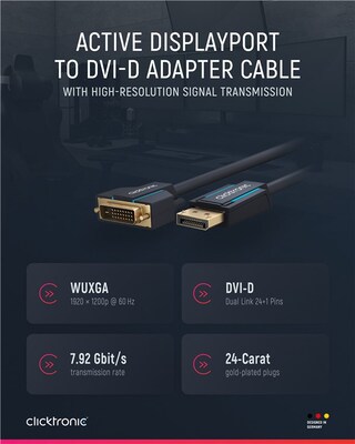 Kábel DisplayPort na DVI-D M/M 2m, jednosmerný, max. 1920x1200@60Hz, modrý, pozl. konektor, C