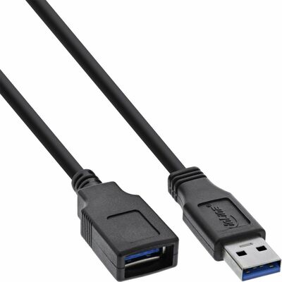 Kábel USB 3.2 Gen 1, A-A M/F 0.5m, 5Gbps, predlžovací, čierny