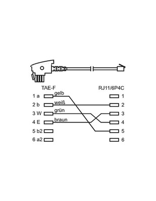 Kábel telefónny RJ11/TAE-F, M/M, 6m, Zariadenia Siemens (Nemecko), čierny